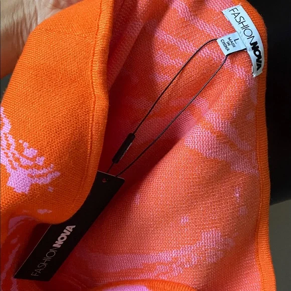 Fashion Nova Strapless New Lover Sweater MIDI Dress in Orange and Pink NWTs - Picture 10 of 11